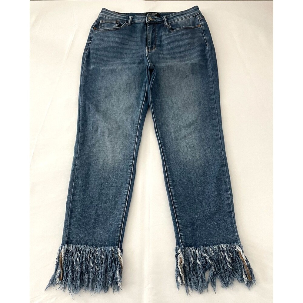 Judy Blue Jeans Women’s Junior 13/31 Medium Wash Fringe Hem Stretch Denim